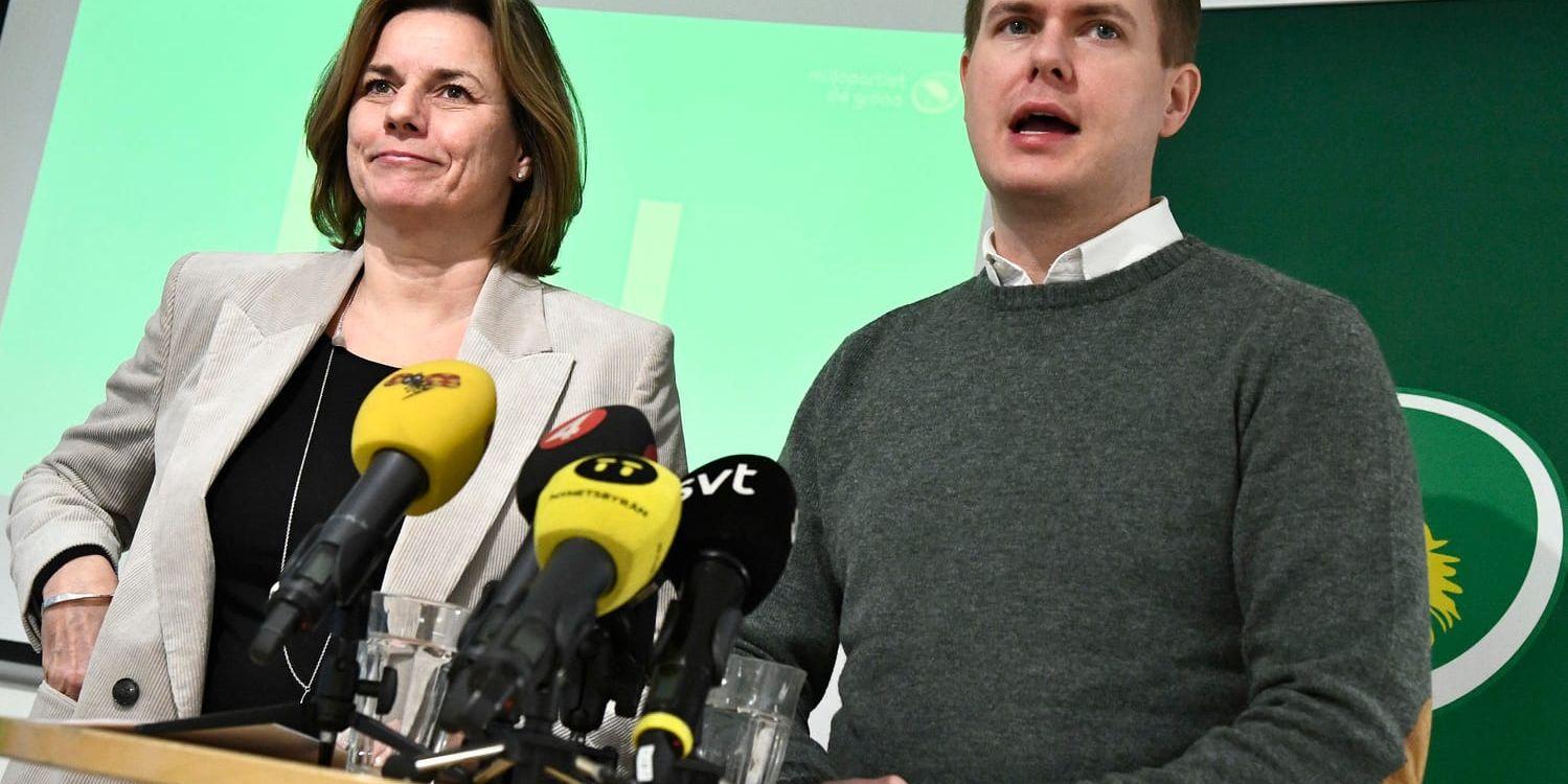 Miljöpartiets språkrör Isabella Lövin och Gustav Fridolin. Arkivbild