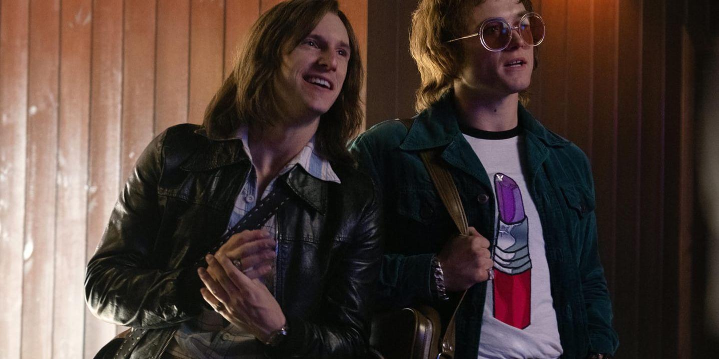 Jamie Bell och Taron Egerton gör rollerna som låtskrivaren Bernie Taupin och hans kompis Elton John. Pressbild.