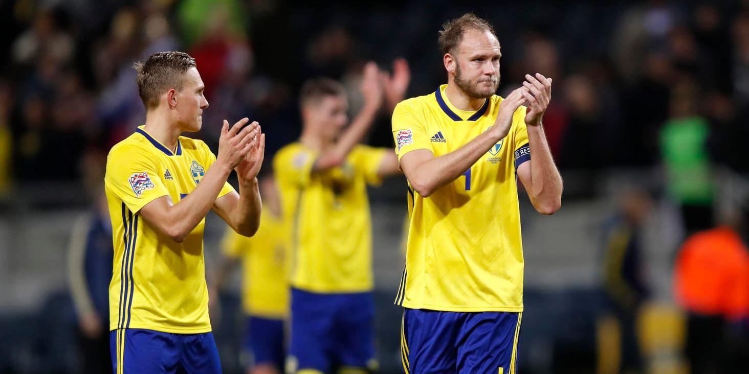 Herrlandslaget kommer hedra Lennart Johansson i samband med EM-kvalmatchen mot Malta på Friends på fredag. Arkivbild.